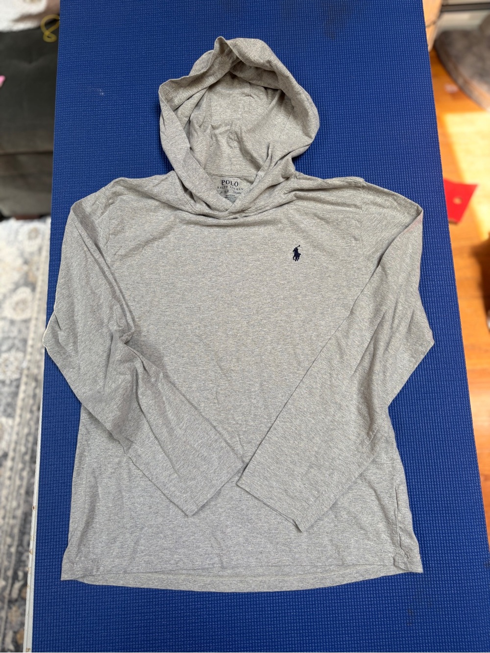 Polo Ralph Lauren Youth XL 18-20 Gray Hooded Long Sleeve T Shirt Pony Logo